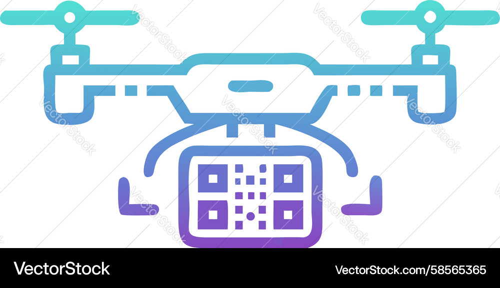 Gradient Drone with QR Code Vector Image