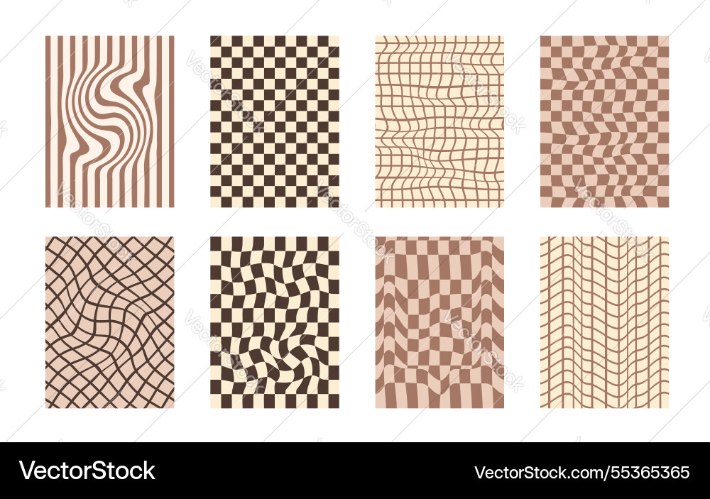 Groovy checkerboard pattern set psychedelic Groovy checkerboard pattern set psychedelic vector image