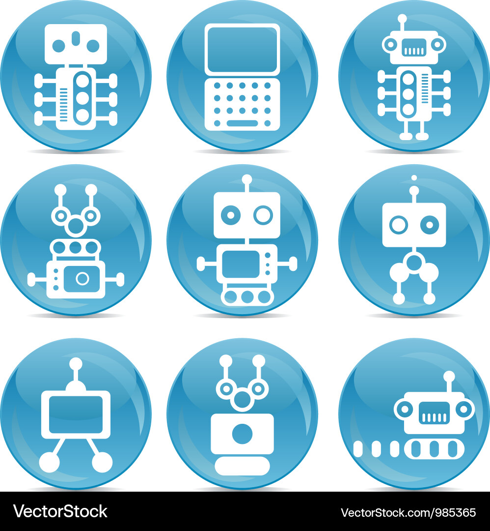 Robot web icons Vector Image
