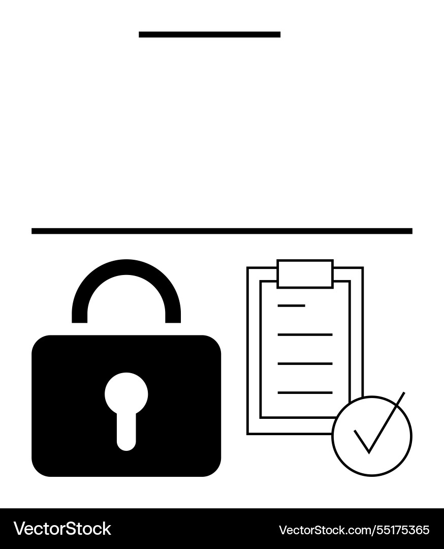 Secure document checklist with locked padlock Secure document checklist with locked padlock vector image