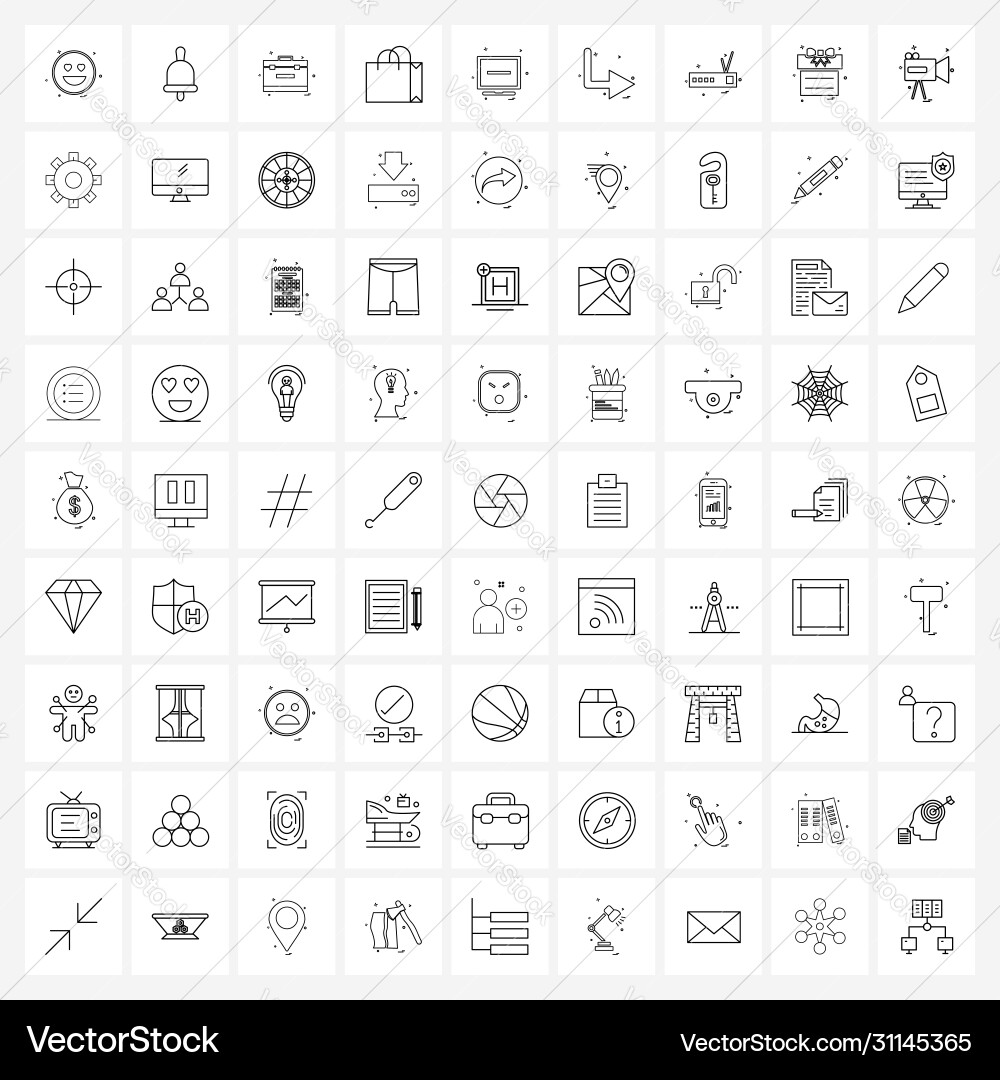 Set 81 universal line icons computer screen Vector Image