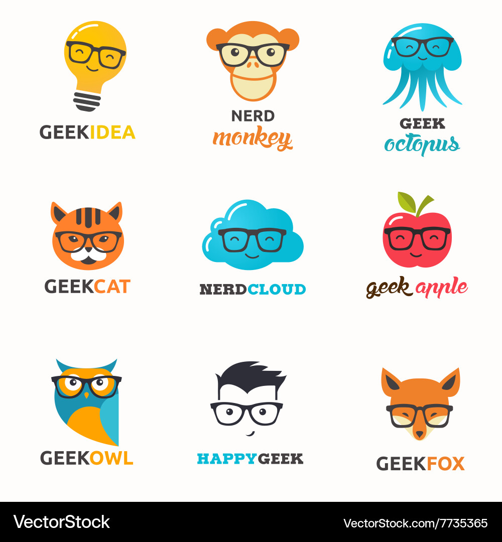 Smart Geek & Nerd Icons vector image