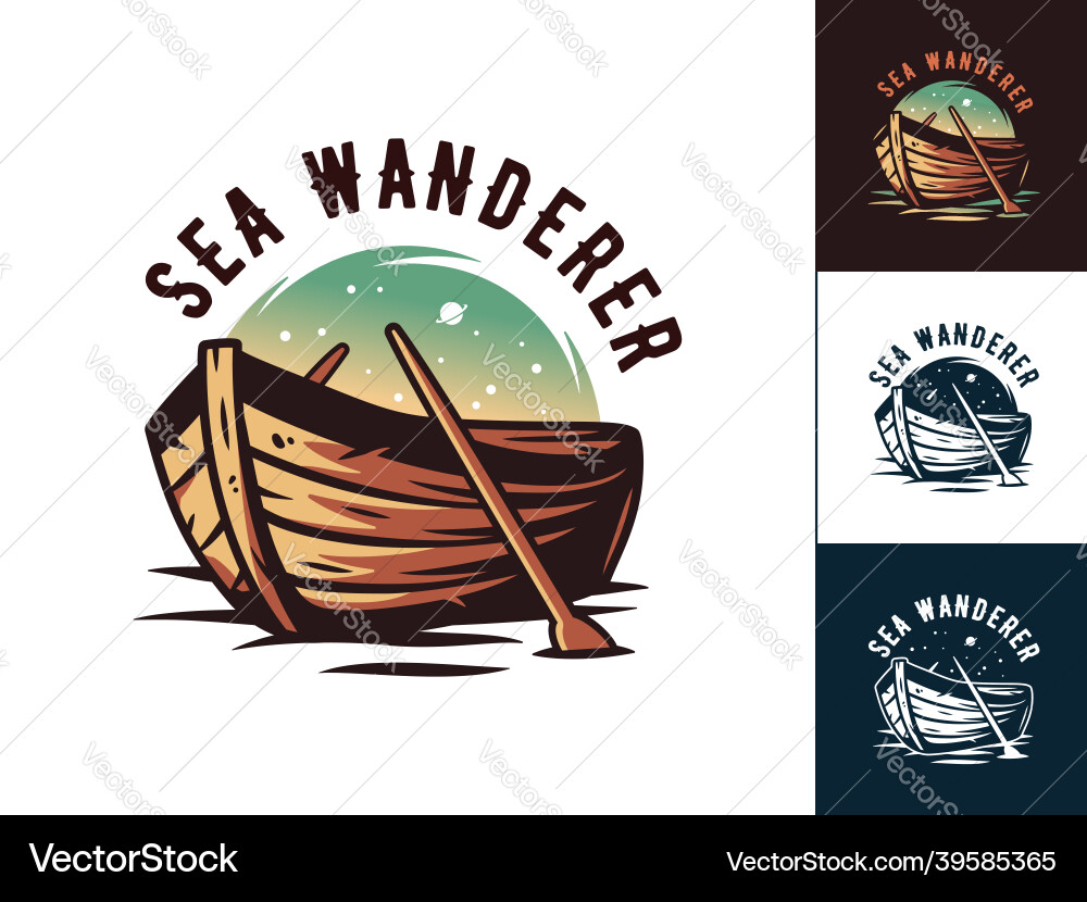 Starry Night Rowboat Nautical Scene Vector Image