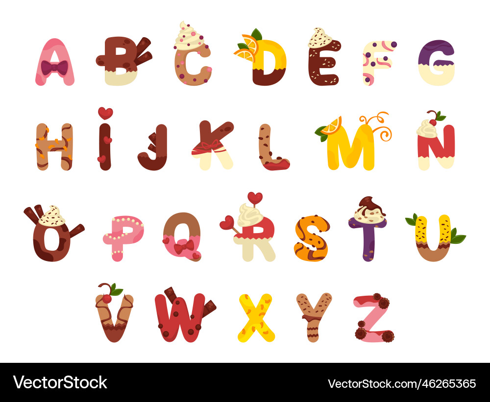 Typography font design with dessert elements Typography font design with dessert elements vector image