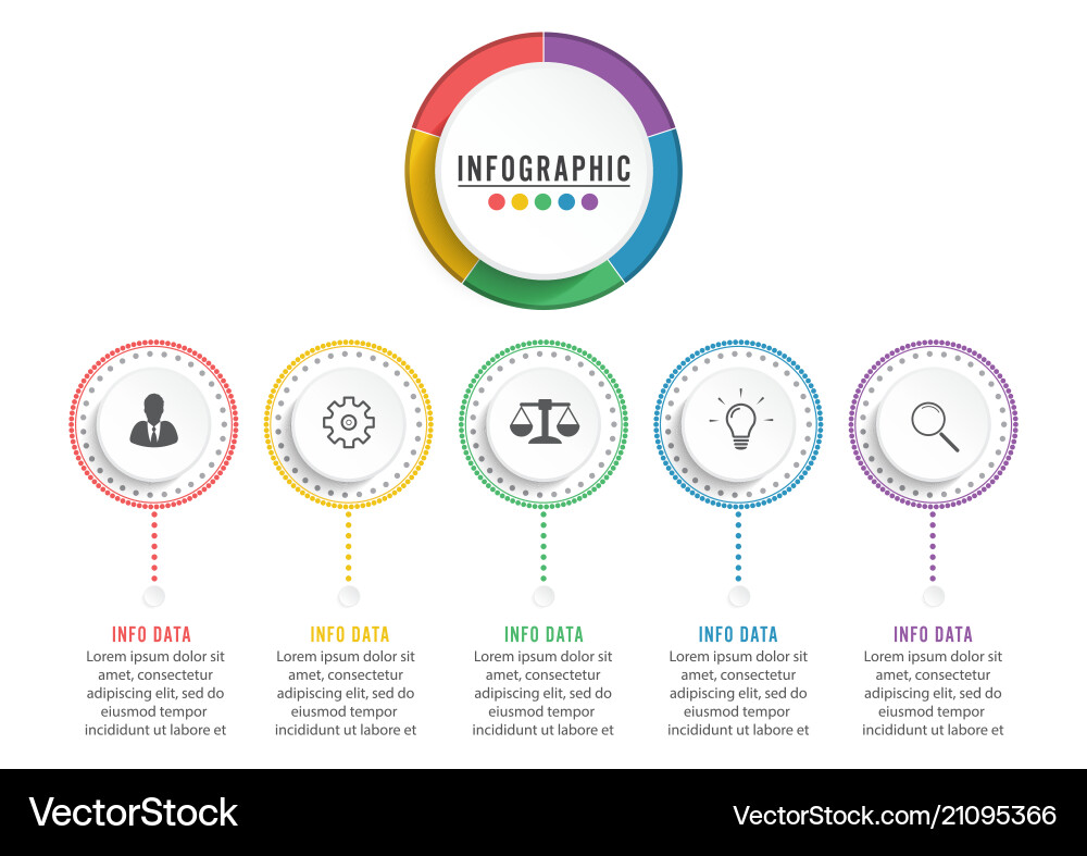 Abstract 3d infographic template with a five Vector Image