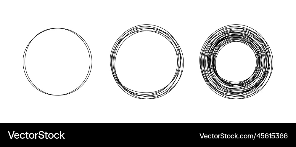 Continuous one line drawing of set black circles Vector Image