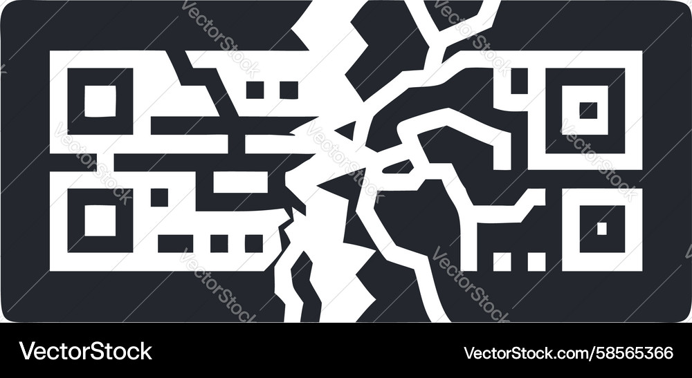 Corrupted QR Code Error Icon Vector Image