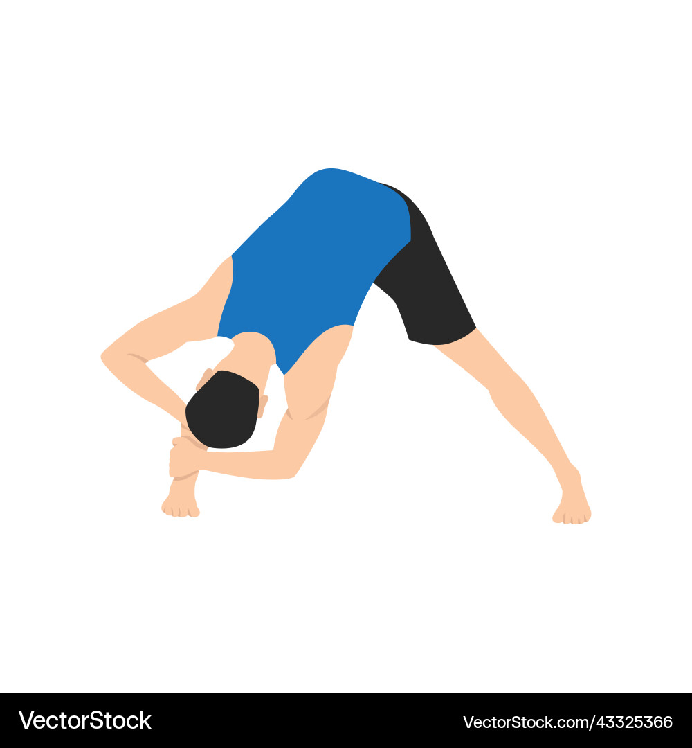 Man doing wide legged forward bend pose Man doing wide legged forward bend pose Vector Image