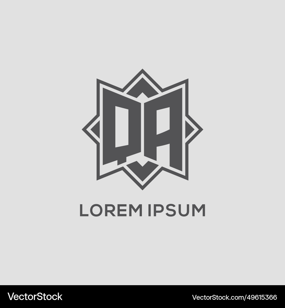 Monogram qa logo with eight point star style Vector Image