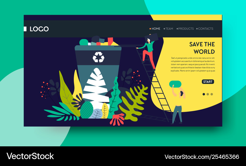 Save world recycling garbage web page template