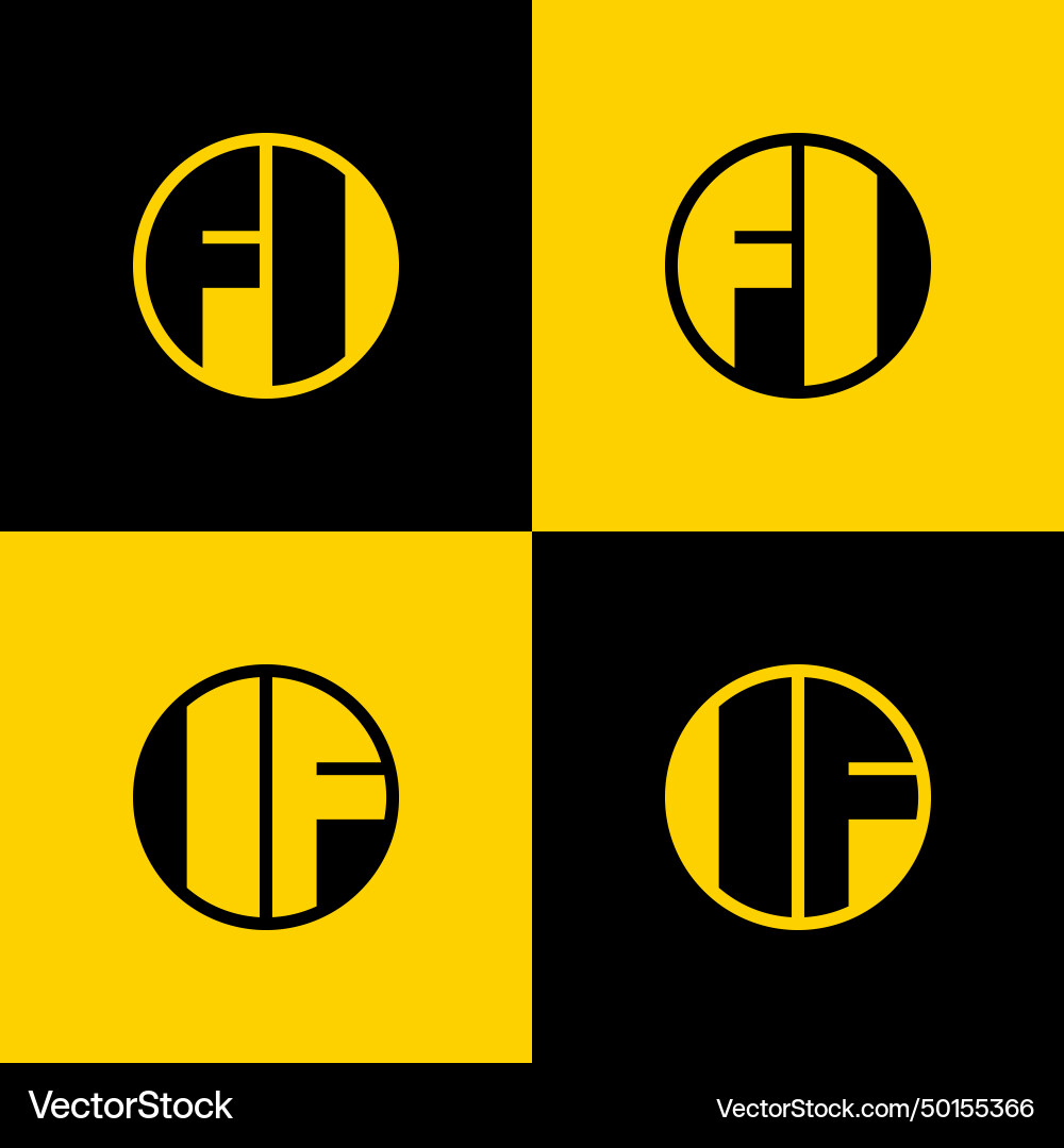 Simple fi and if letters circle logo set suitable Vector Image