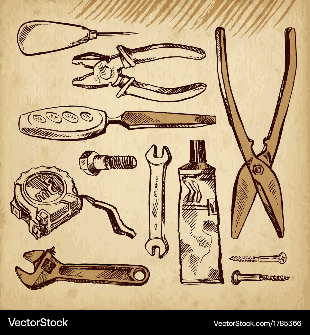 Tools scetch set vector image