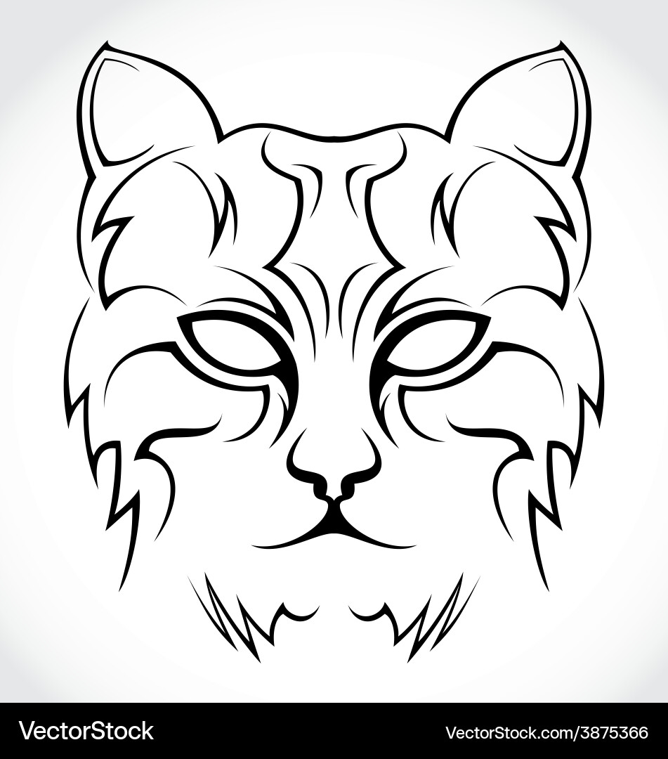 Tribal Cat Head Vector Image