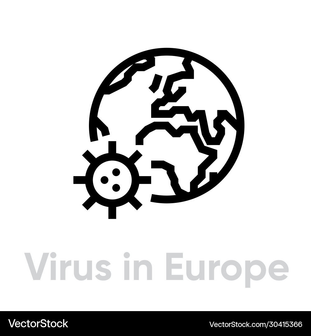 Virus in europe icon editable line vector image