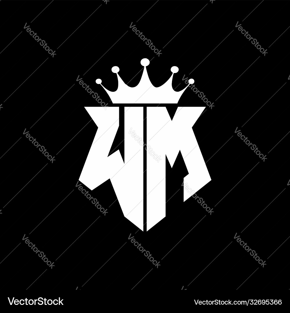 Wm logo monogram shield shape with crown design Vector Image