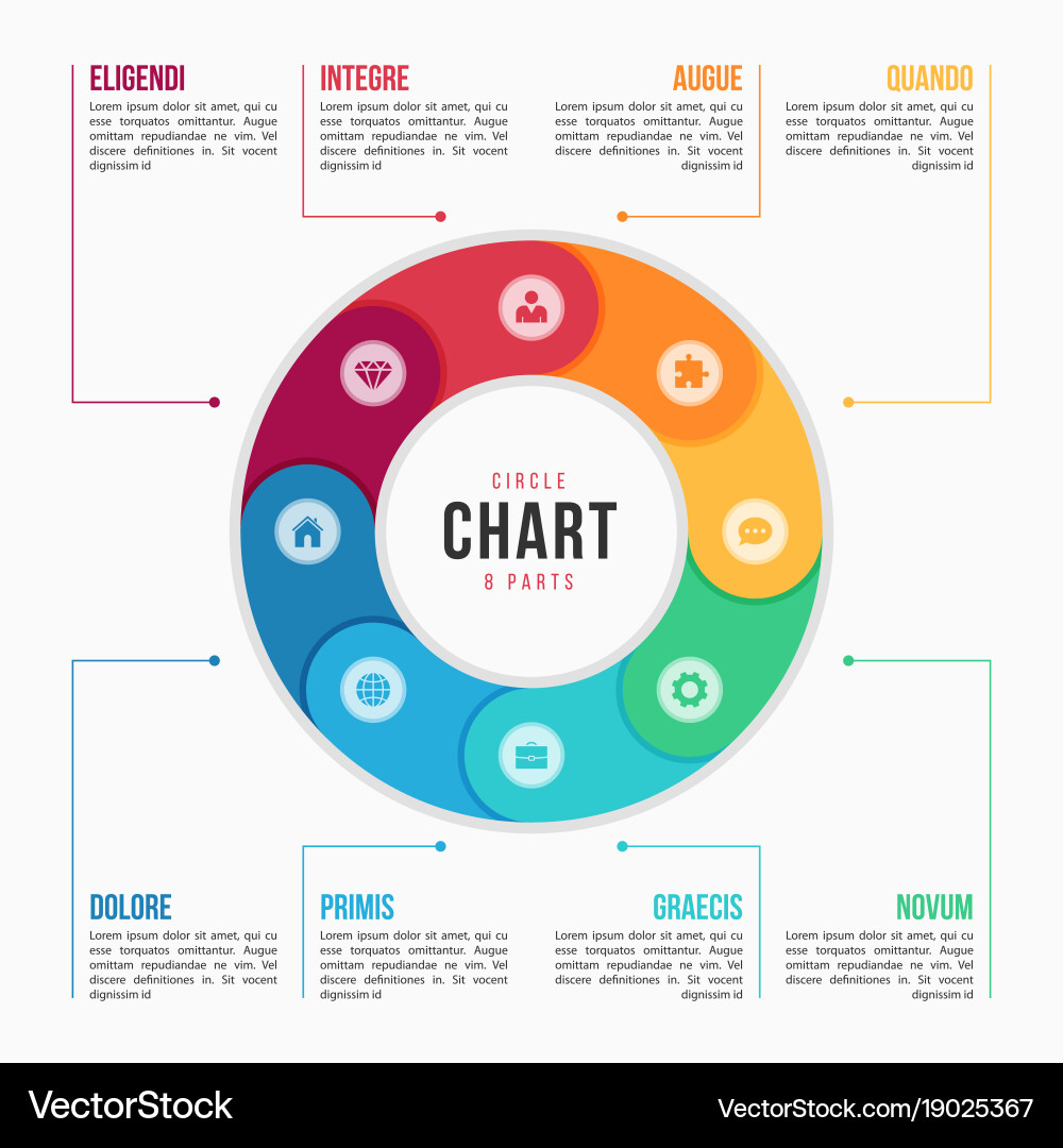 8 Part Circle Chart Template Vector Image