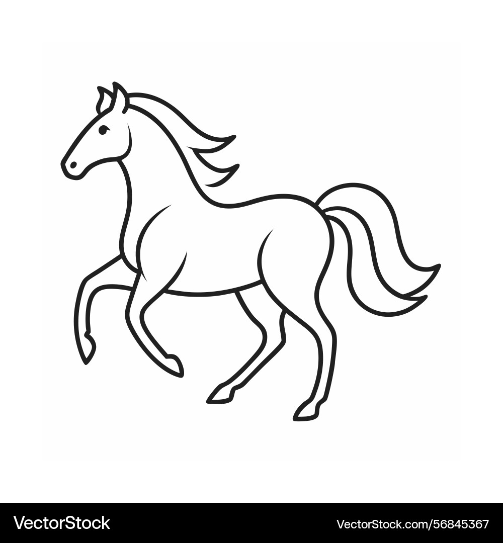 A graceful running horse outline silhouette Vector Image