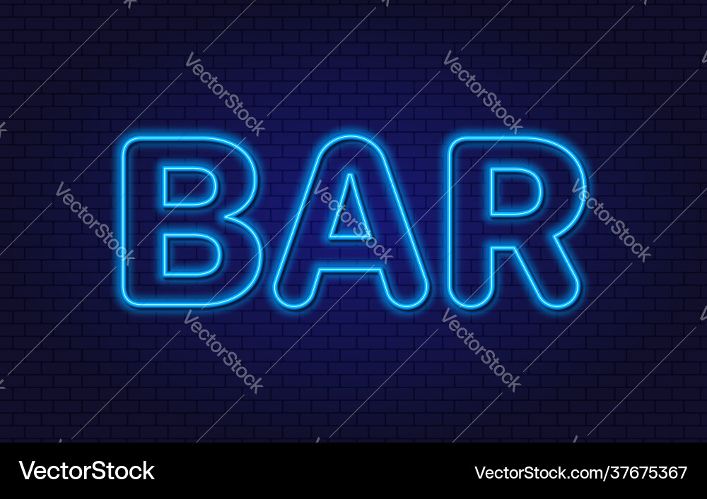 Bar neon outline design element text Vector Image