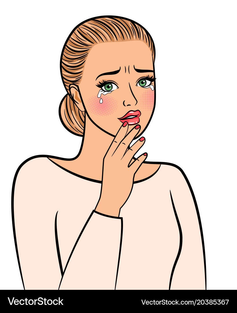 Crying beautiful pop art style woman Royalty Free Vector