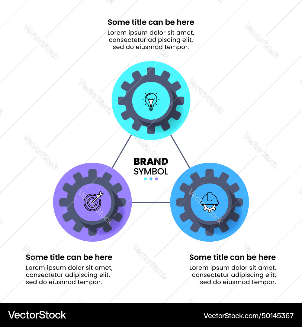 Infographic template 3 connected gears in a loop Vector Image