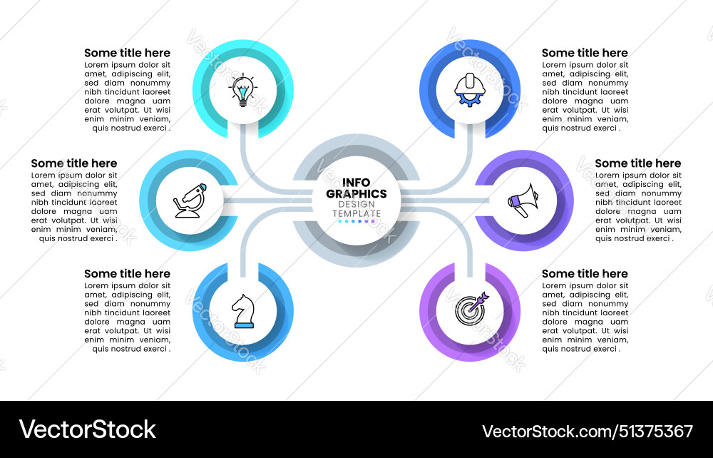 Infographic template 6 connected circles Vector Image