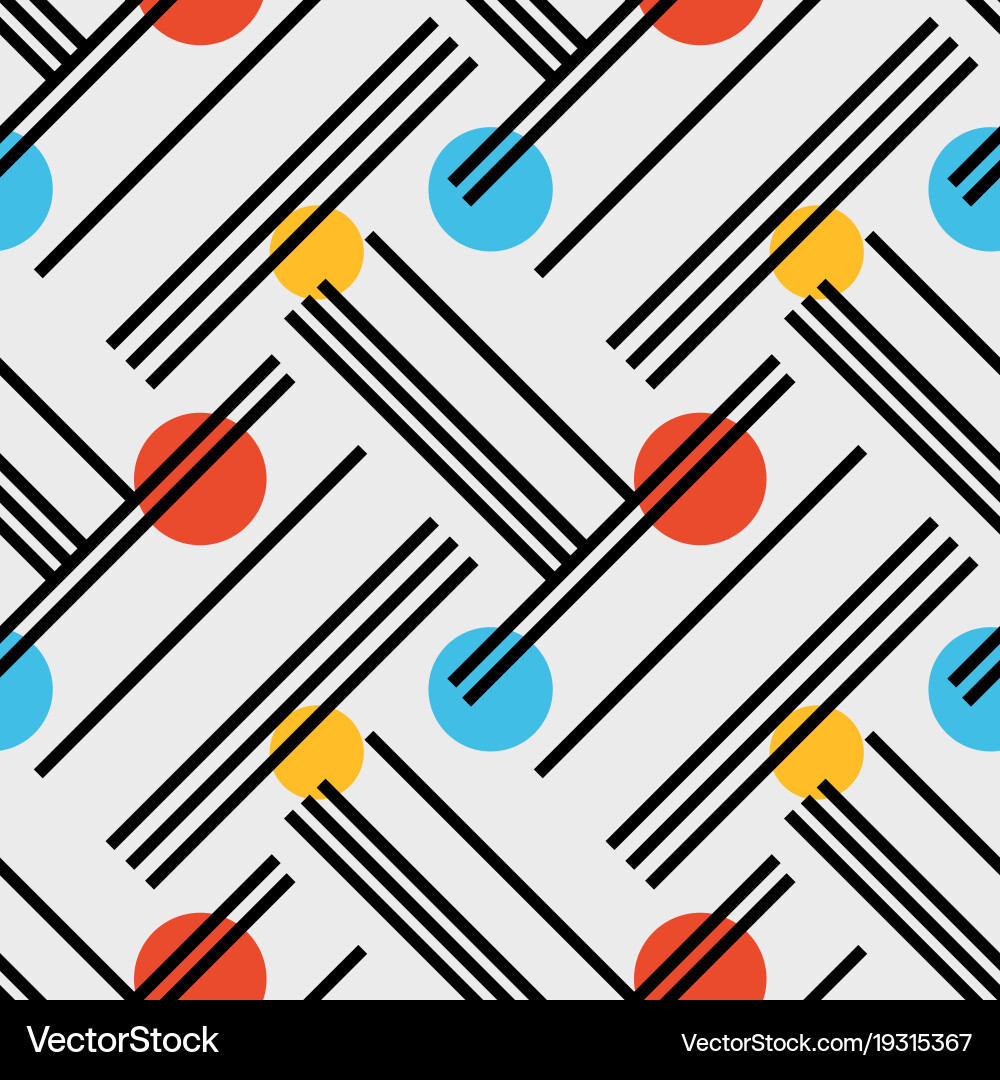 Irregular lines and circles diagonal seamless vector image