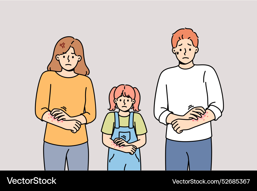 Itchy Familie leidet an Allergien und Juckreiz Itchy Familie leidet an Allergien und Juckreiz vektorbild