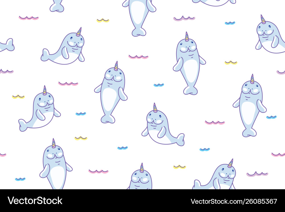 Manatee & Unicorn Wave Pattern vector image