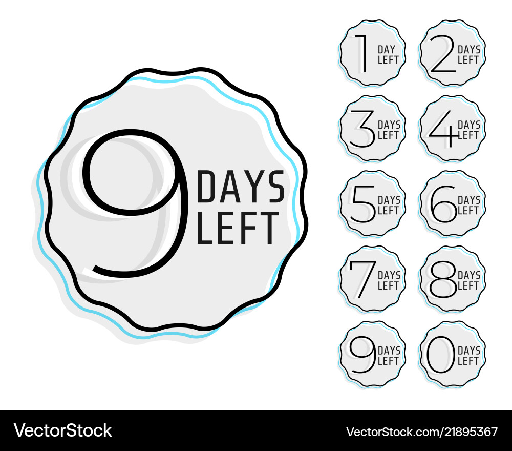 Minimal line style number of days left counter vector image