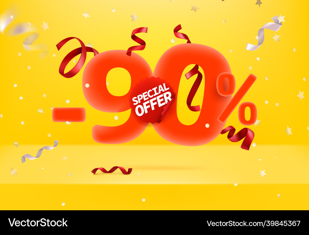 Ninety percent sale off special offer promo banner Ninety percent sale off special offer promo banner vector image