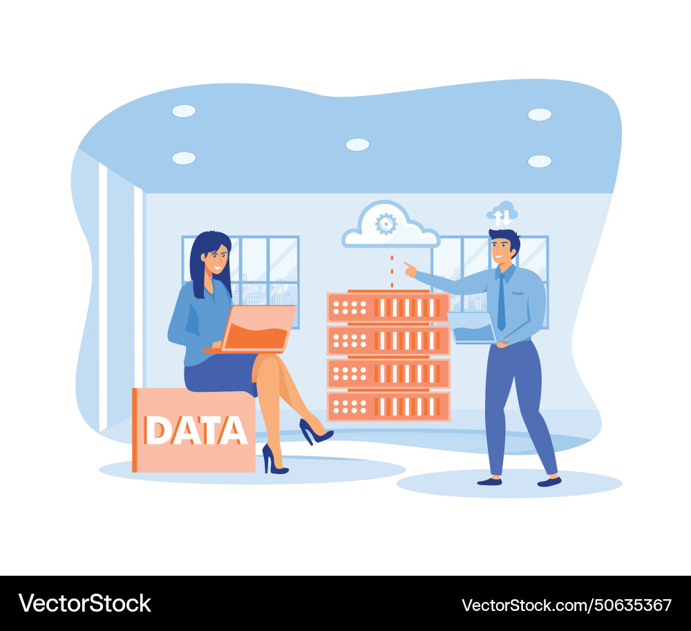 Online database storage technology concept data vector image