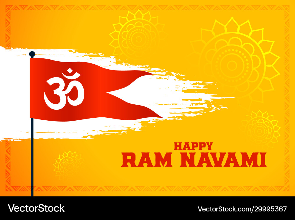 Ram Navami Celebration Flag - Om Symbol Vector Image