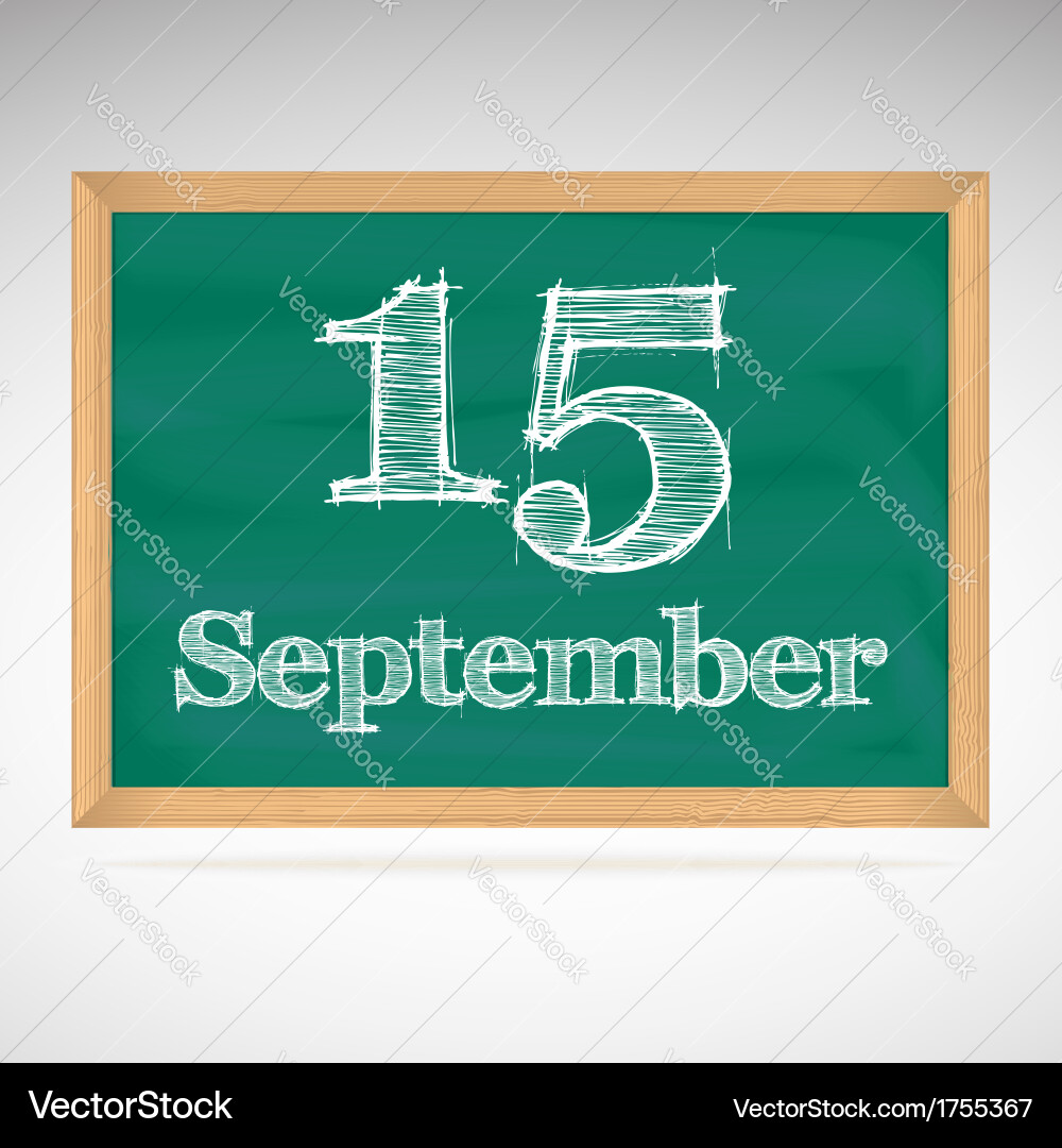 September 15 Chalkboard Calendar Vector Image