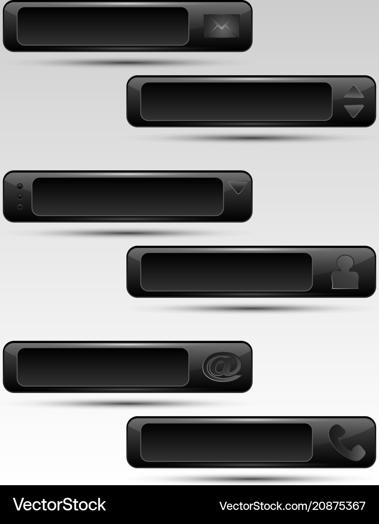 Set of black button with different symbol Vector Image