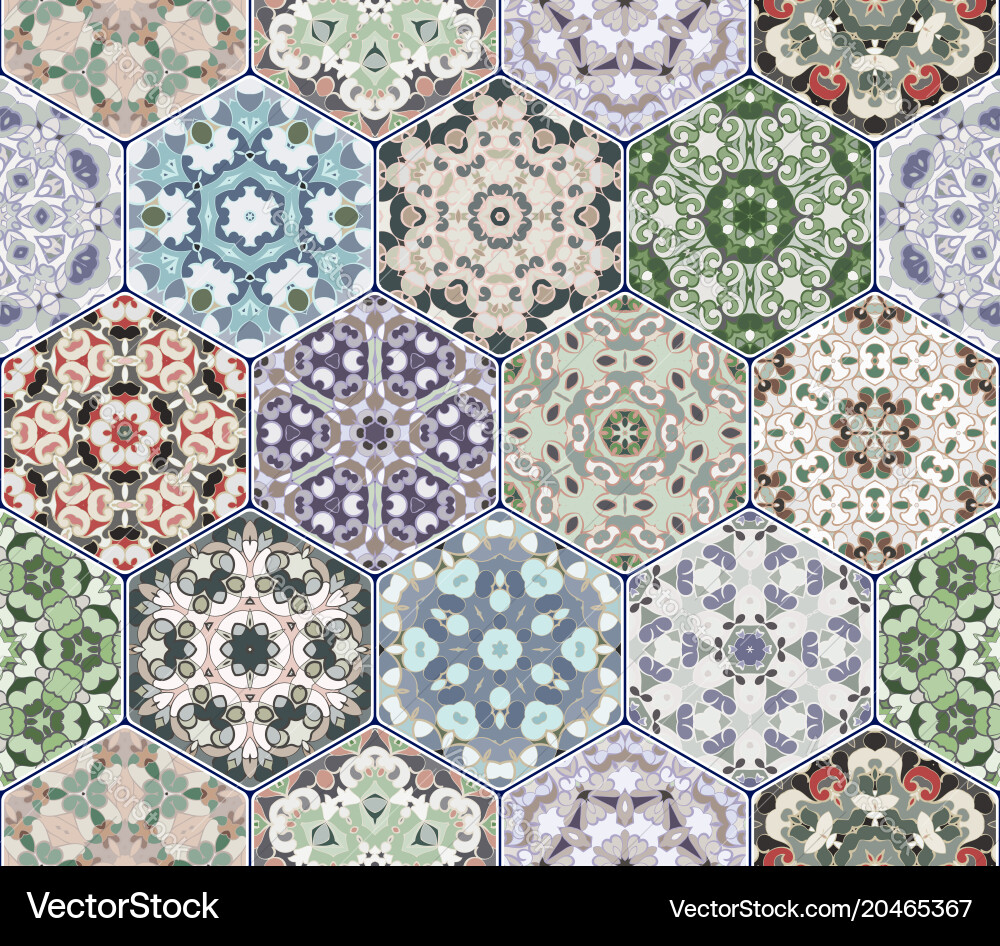 Set of hexagonal patterns Vector Image