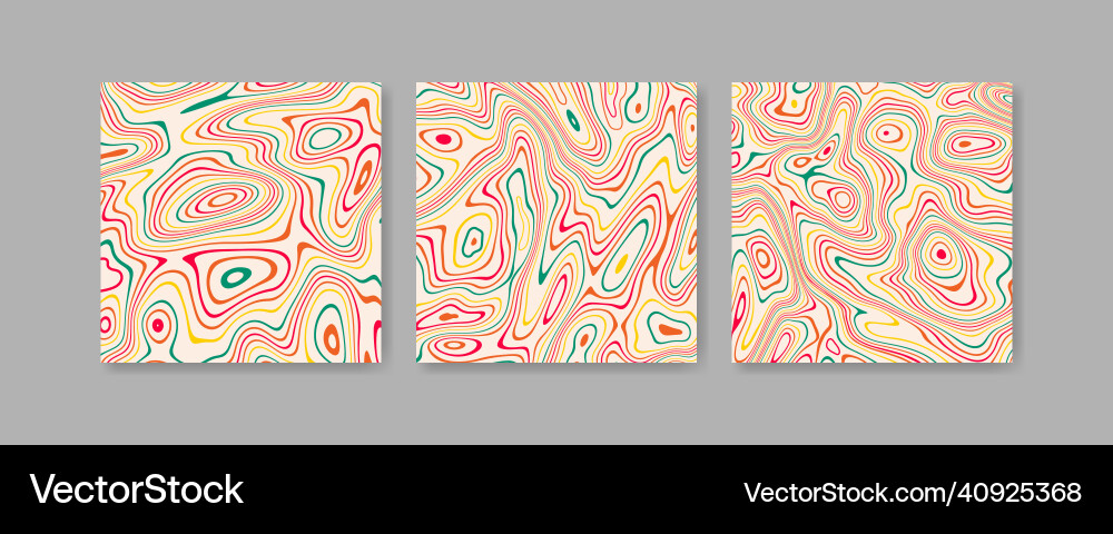 Abstract distorted colorful stripes background set Vector Image