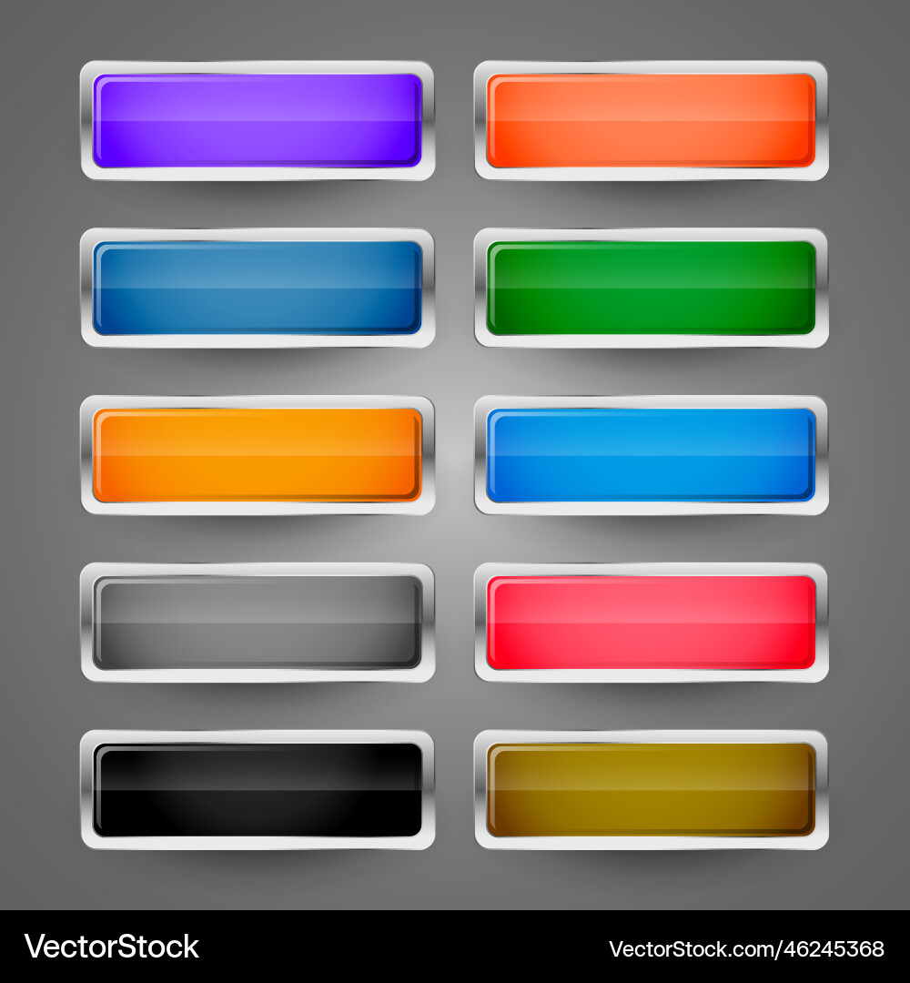 Blank metallic glossy web buttons set Vector Image