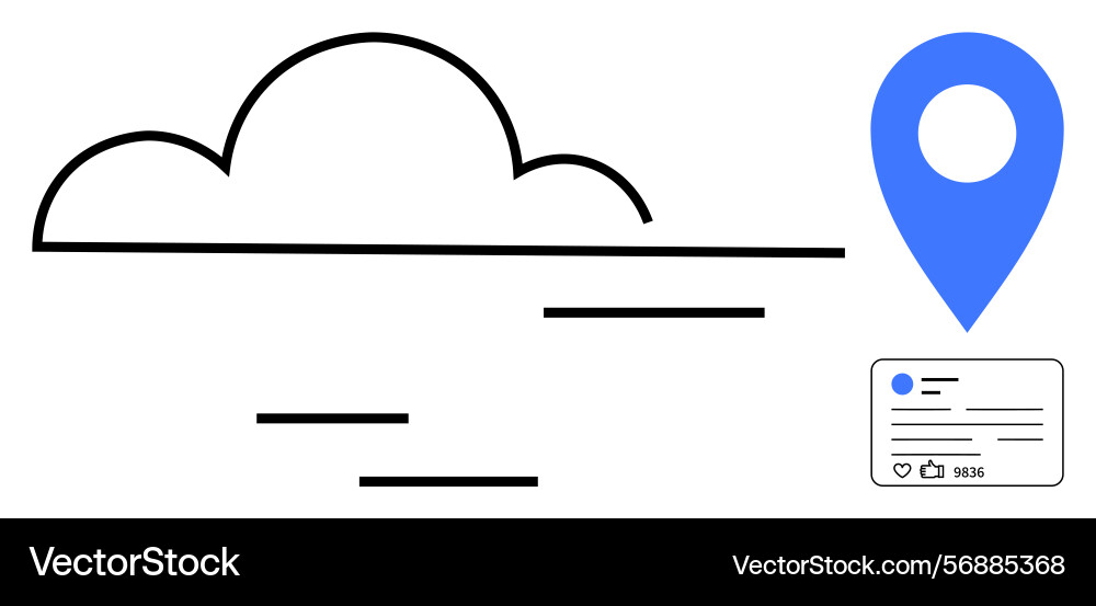 Cloud with geolocation pin and user interface card Cloud with geolocation pin and user interface card vector image