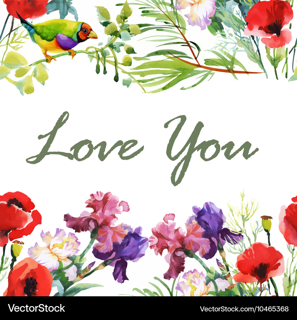 Floral Watercolor Card Frame Vector Image