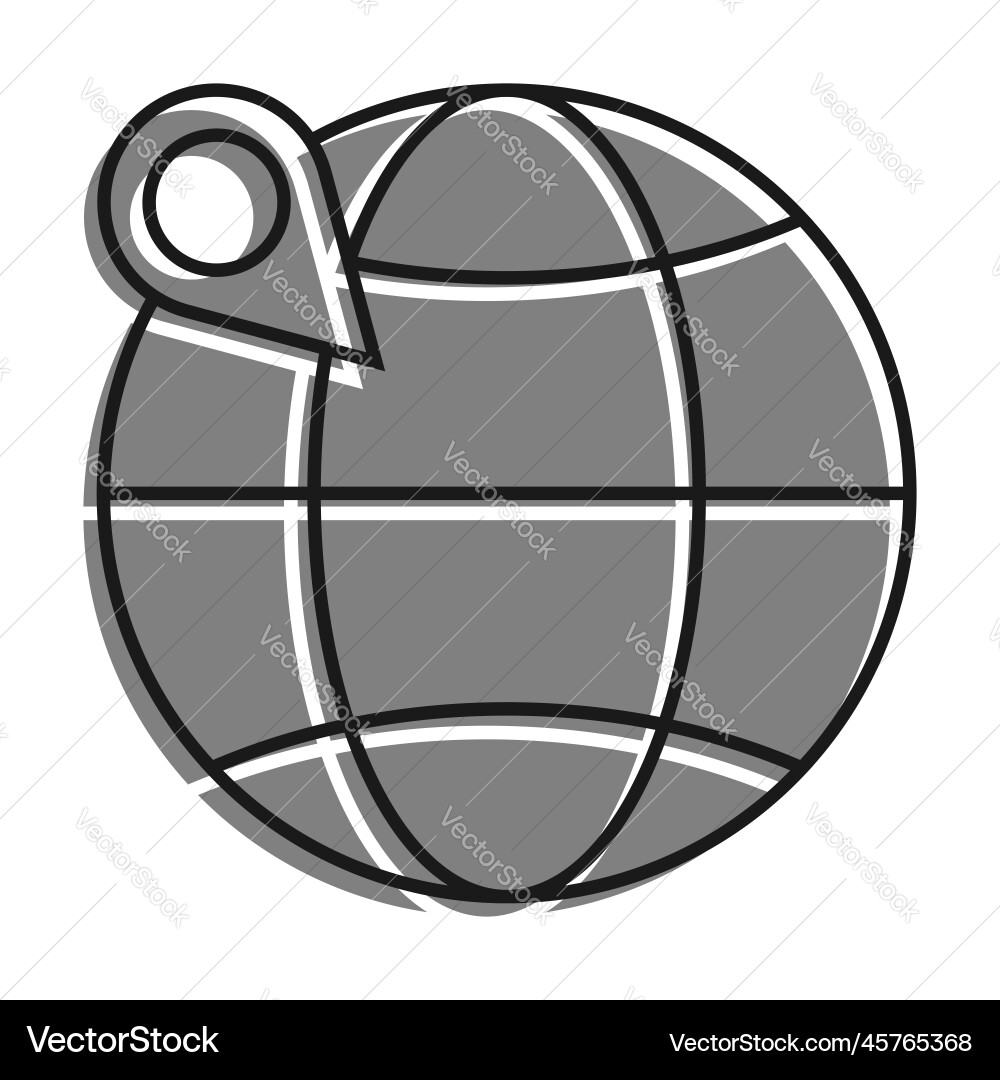 Globe with checkpoint mark navigation on map Globe with checkpoint mark navigation on map Vector Image