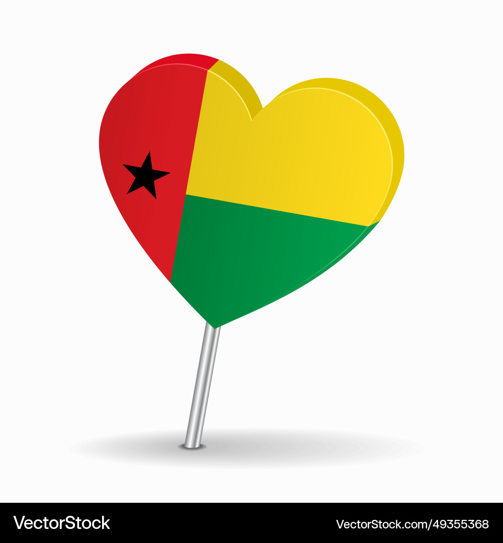Guinea-bissau flag heart-shaped map pointer layout Guinea-bissau flag heart-shaped map pointer layout vector image