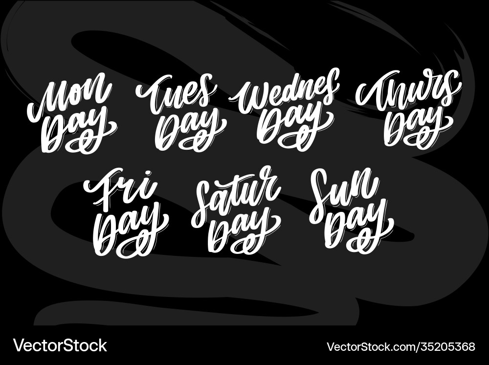 Handwritten inscription days a week Handwritten inscription days a week vector image