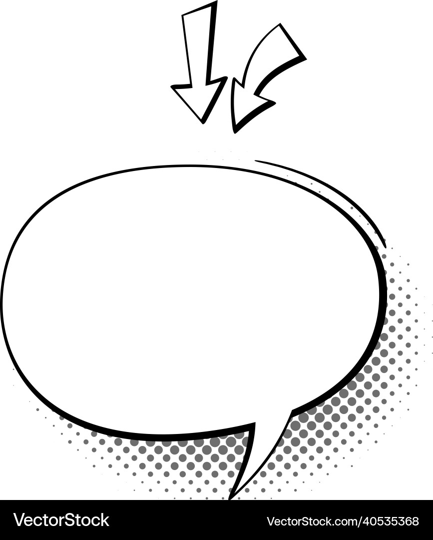 Round speech bubble with arrows and halftone Round speech bubble with arrows and halftone vector image