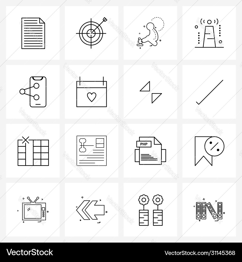 Set 16 simple line icons rating social Vector Image