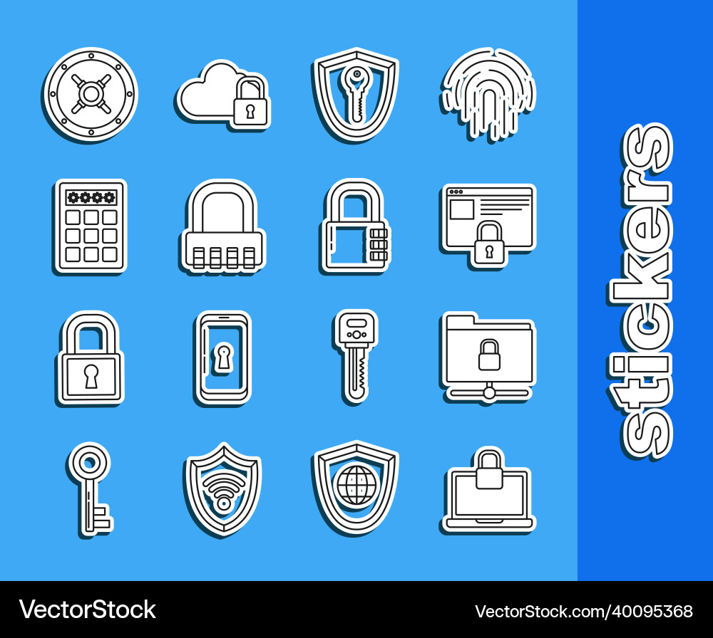 Set line laptop and lock ftp folder secure your Vector Image