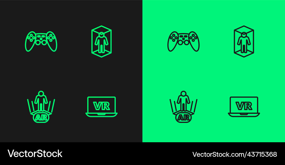 Set line virtual reality augmented ar gamepad Vector Image