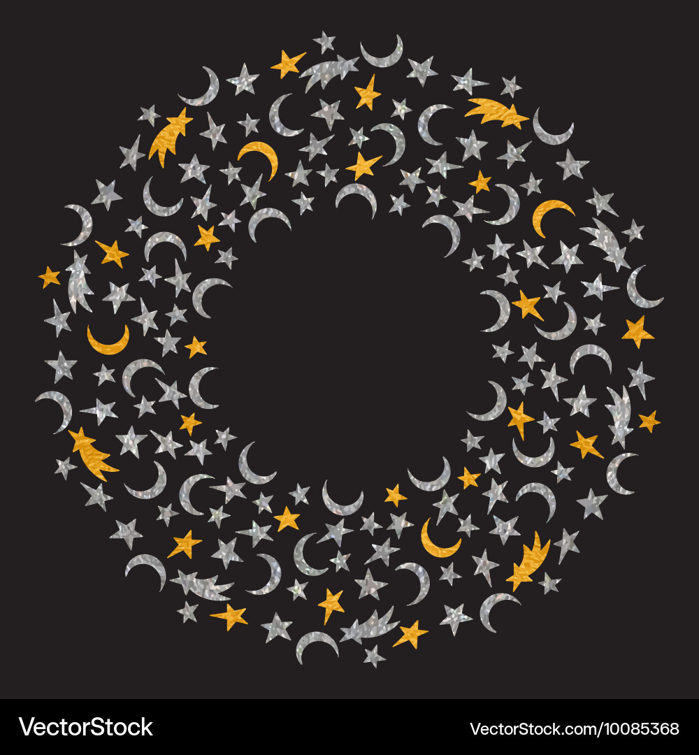 Shimmering Celestial Round Frame vector image