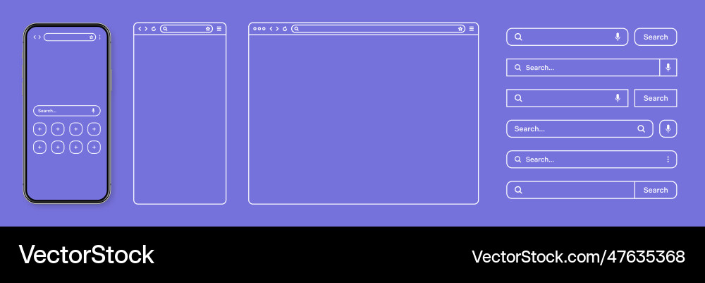 Smartphone web browser internet page window Smartphone web browser internet page window vector image