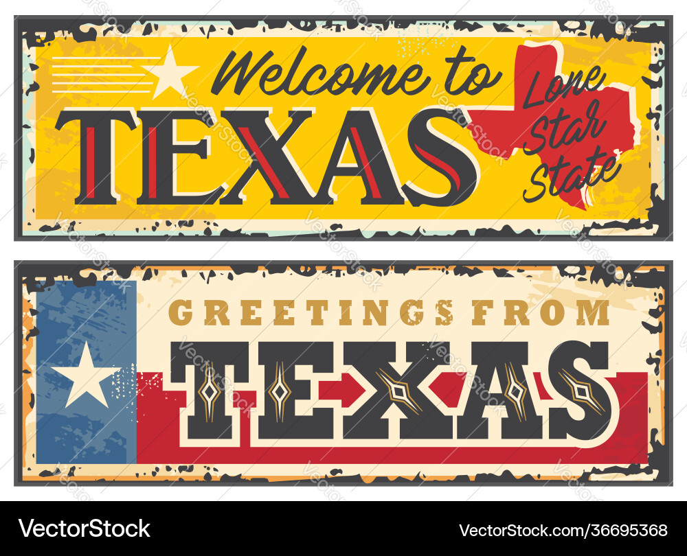 Texas sign boards in retro style Texas sign boards in retro style vector image