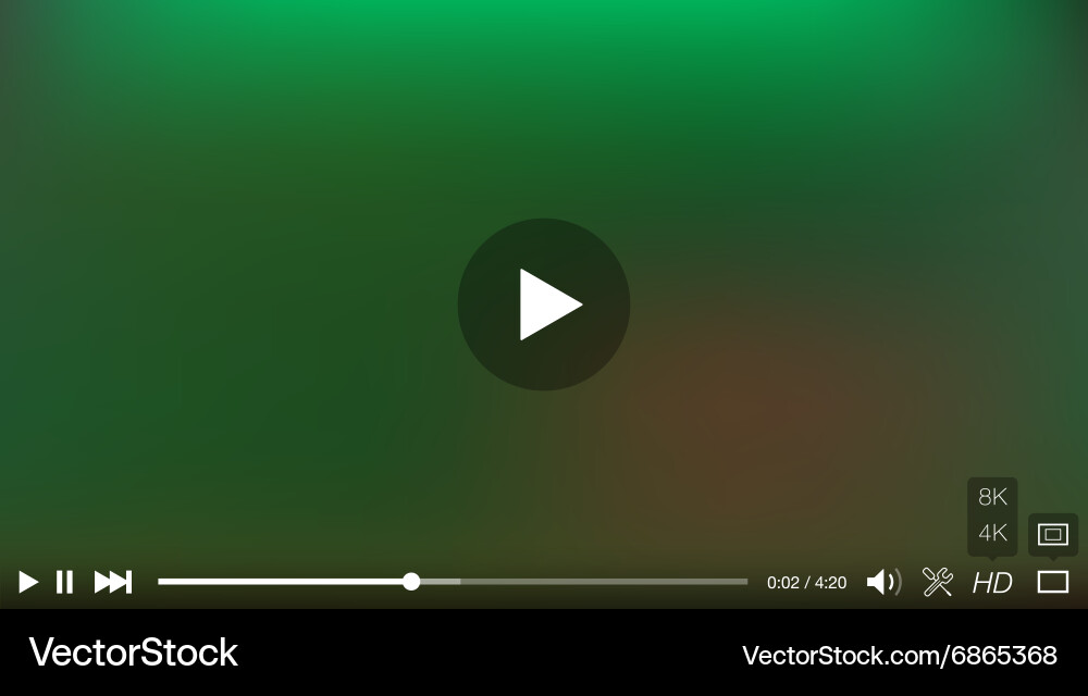 Video player window with menu and buttons panel vector image